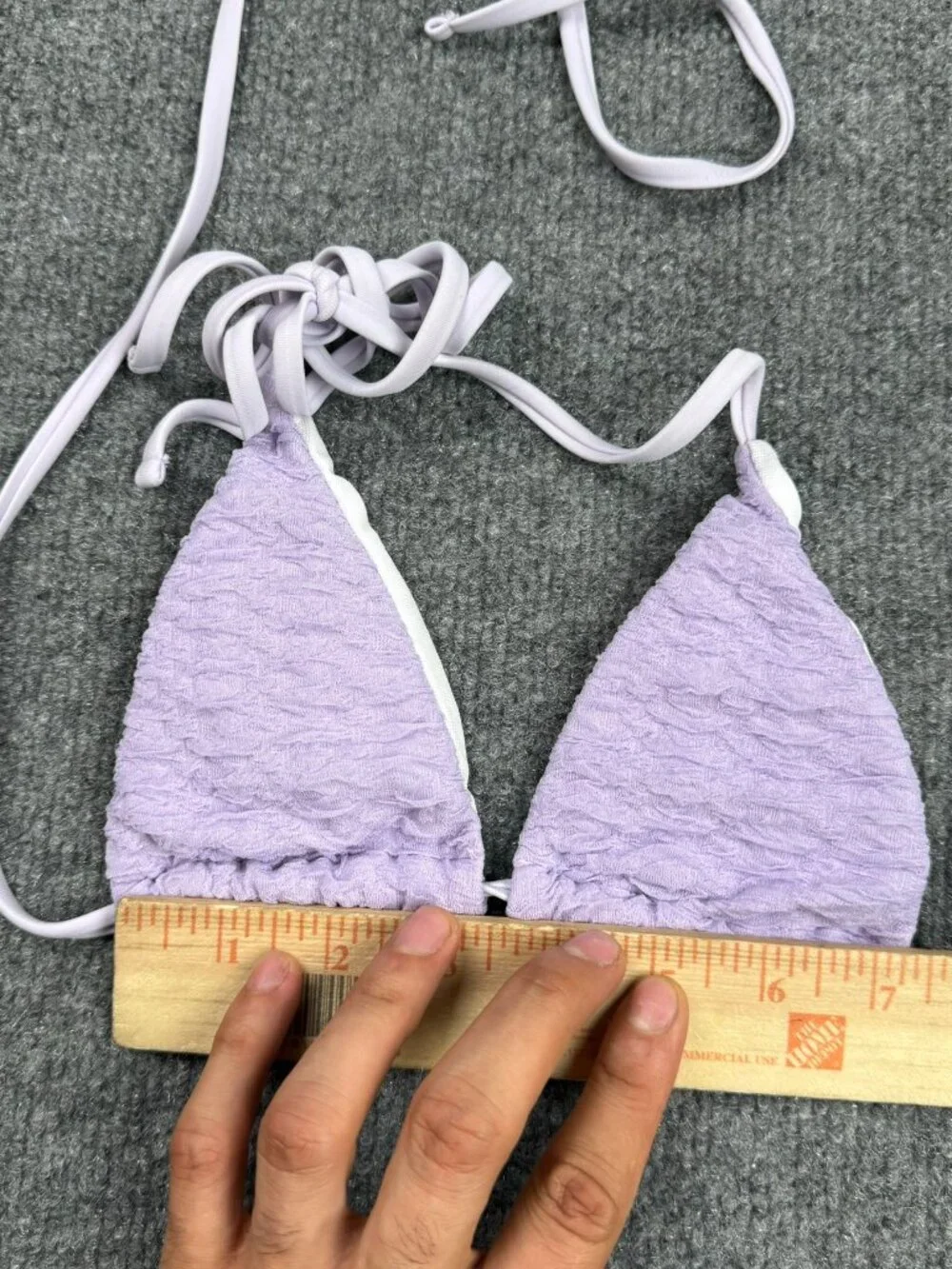 Lilac Purple Crinkle Bikini Top Halter Swim No Size Tag Check Measurements XS